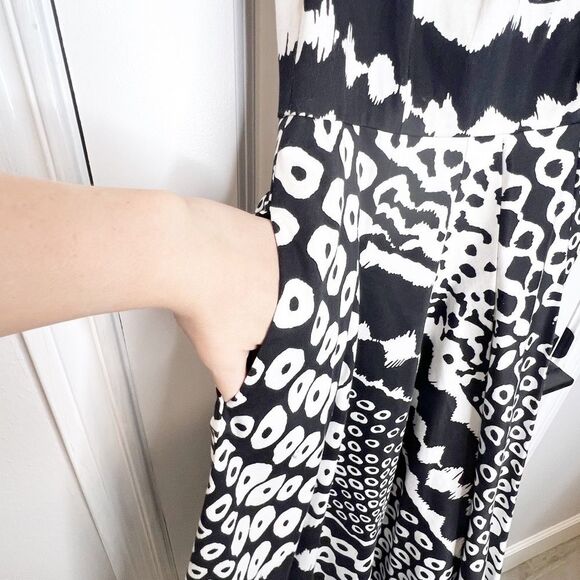 Lafayette 148 Black and White Print Dress Size 2 - Picture 6 of 9